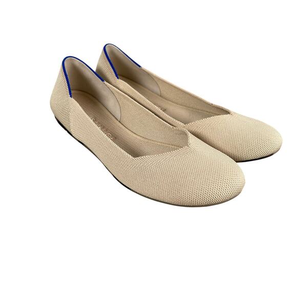 Rothy's The Flat in Ecru Womens 9 Creamy Beige Tortoise Outsole Round Toe - Picture 1 of 16